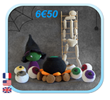 Sorcière, Chaudron, Squelette et des Yeux / Witch, Cauldron, Skeleton and Eyeballs - CHIBI Halloween - Amigurumi Crochet - LINK - FROG and TOAD Créations